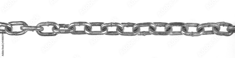 Fototapeta premium connection of old chains isolated on white background