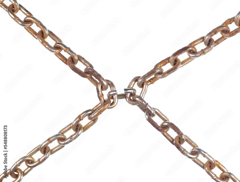 broken link in chain isolated on white background broken link in chain isolated on white background