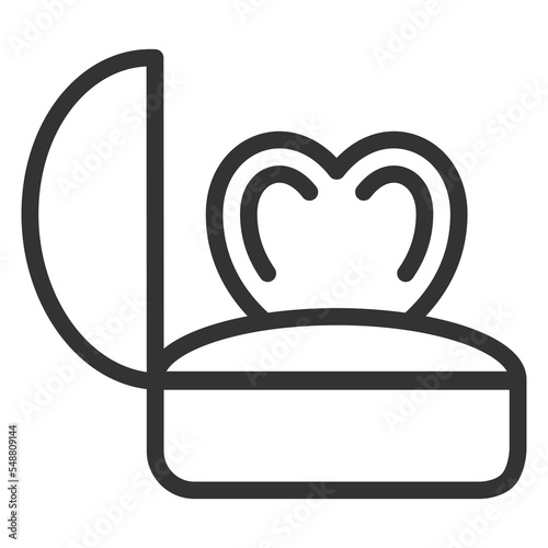 Heart on a pillow in an open case - icon, illustration on white background, outline style