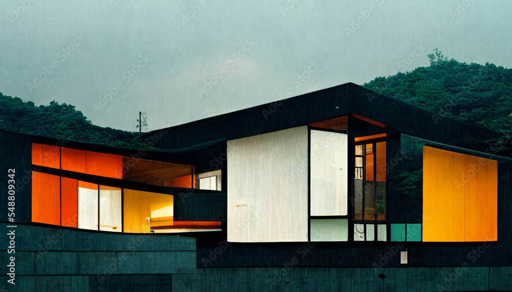 Beautiful korean modern house design Stock Illustration | Adobe Stock