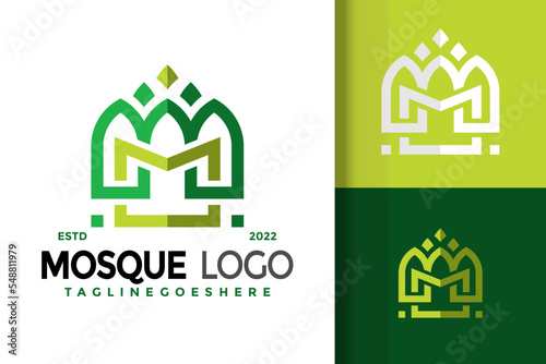 M Letter Mosque Logo Design, brand identity logos vector, modern logo, Logo Designs Vector Illustration Template
