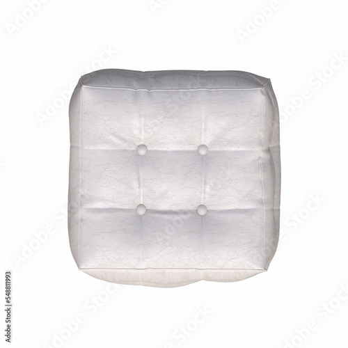 soft pouf isolated on white background, interior furniture, 3D illustration, cg render