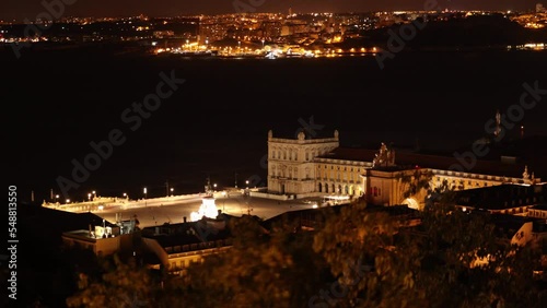Lisbon, Portugal- Praca do Comercio Timelapse at Night
 photo