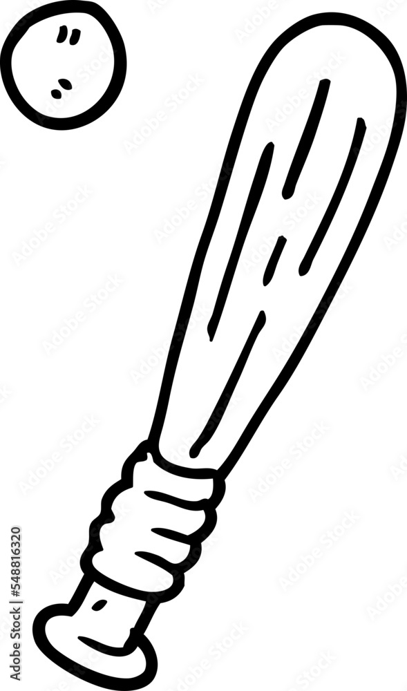 outline cartoon baseball bat Stock Vector | Adobe Stock