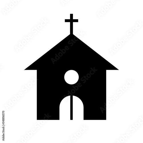 Fototapeta Christ Church silhouette icon with cross. Vector.