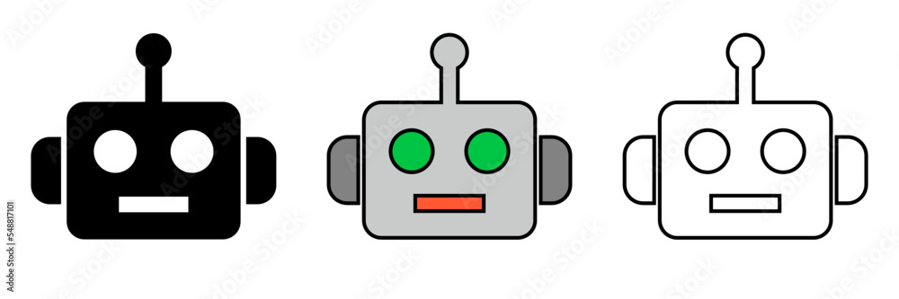Obraz premium Robot Icon Set. Machine. Vector.
