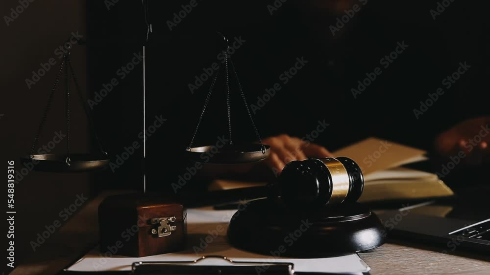 Justice and law concept.Male judge in a courtroom with the gavel ...