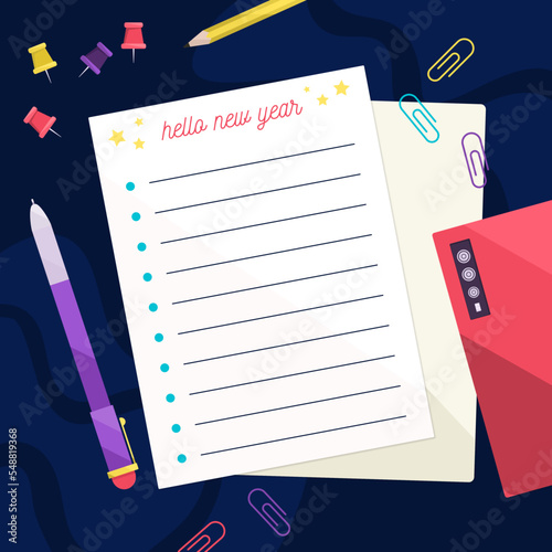 Colorful new year resolutions vector design
