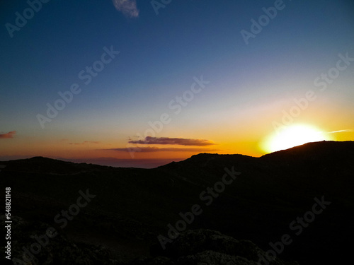 Beautiful sunset over extinct volcano Montana Roja, Lanzarote.
