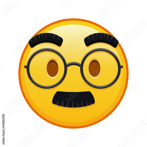 Face with glasses and mustache Large size of yellow emoji smile