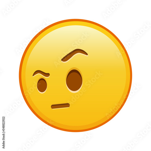 Face with one eyebrow raised Large size of yellow emoji smile