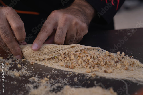 Rolling kadayıf dough 2