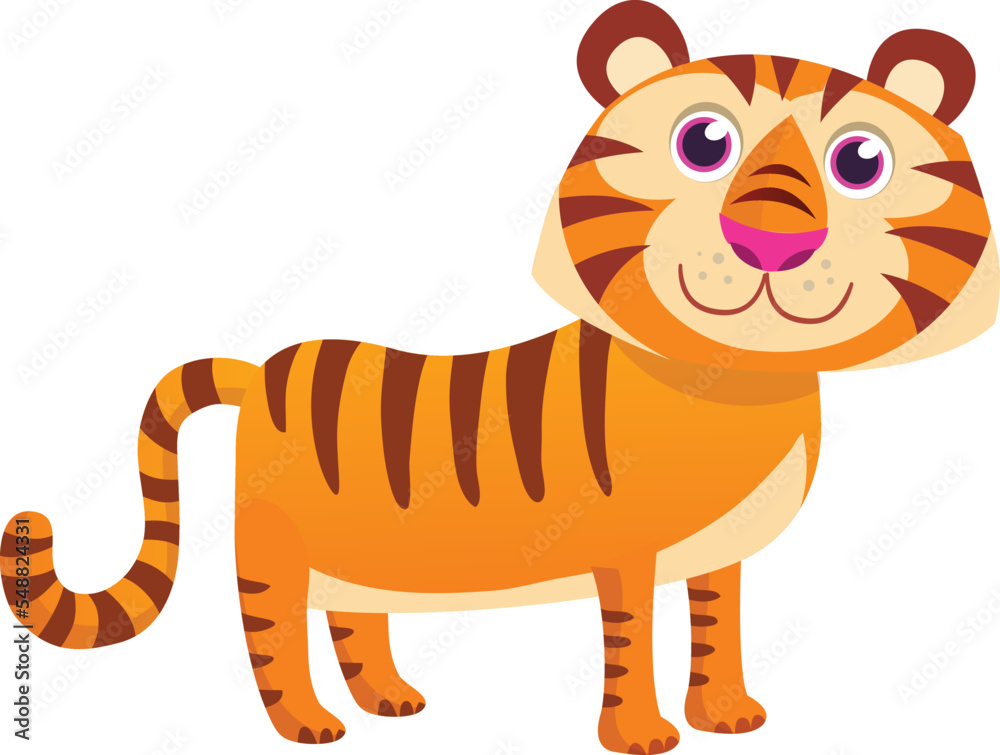 Pretty cute cartoon tiger vector illustration. Isolated on White background Pretty cute cartoon tiger vector illustration. Isolated on White background