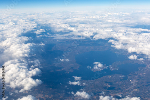 Aerial view of clouds over the beaches South Shore of Long Island, New York