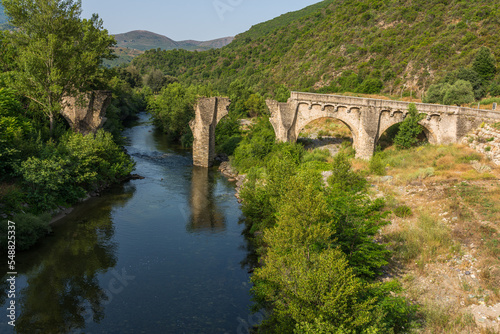 Scenic bridge over the Golo river in northern Corse, France. photo