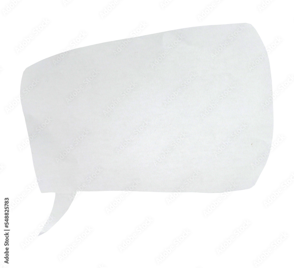Paper bubble text in rectangle shape. Bubble speech in white crumpled paper texture. - obrazy, fototapety, plakaty 