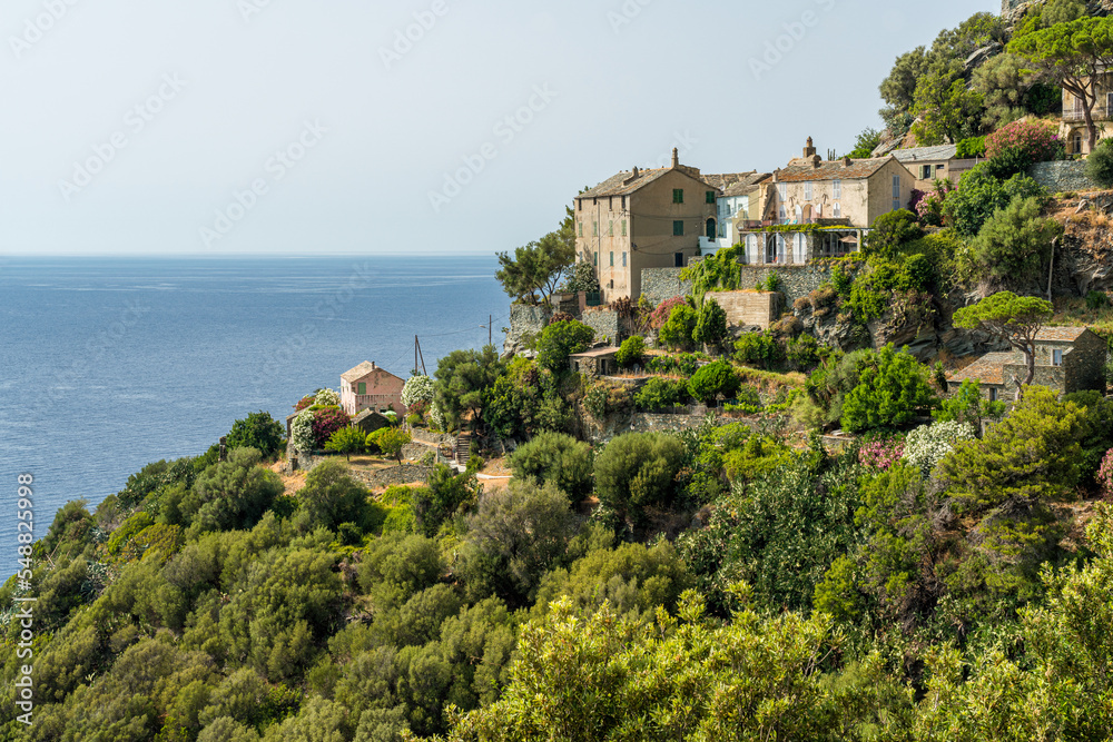 The beautiful village of Nonza on a summer afternoon, in Corse, France.