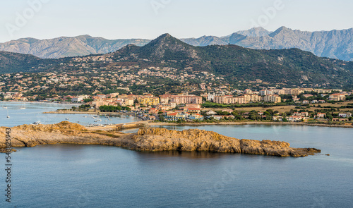 Scenographic summer afternoon view at Ile Rousse (Isola Rossa), in Corse, France. photo