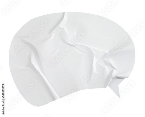 Paper bubble text in abstract shape. Bubble speech in white crumpled paper texture.