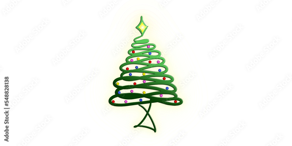 Christmas tree lighted in white and adorned with christmas colored balls Christmas tree lighted in white and adorned with christmas colored balls