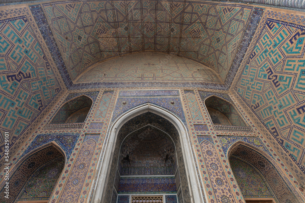 Uzbekistan Tiled, Mosaics and Ceramics Details Photo, Registan Square Samarkand, Uzbekistan	