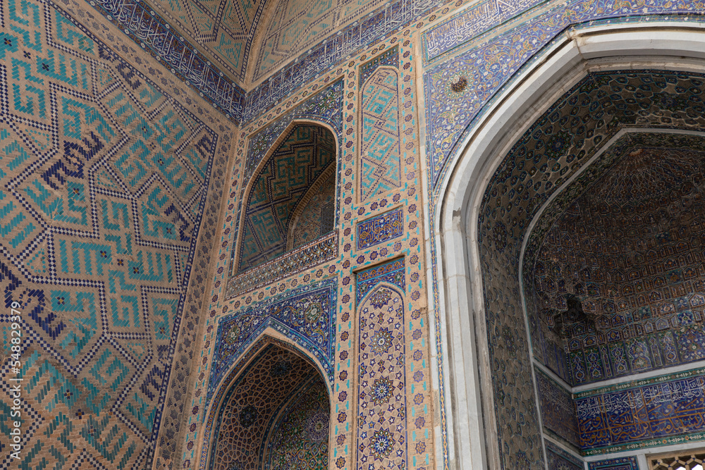 Uzbekistan Tiled, Mosaics and Ceramics Details Photo, Registan Square Samarkand, Uzbekistan 