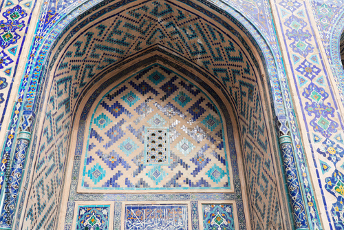 Uzbekistan Tiled, Mosaics and Ceramics Details Photo, Registan Square Samarkand, Uzbekistan 