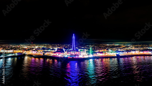 An aerial view of the illuminations at Blackpool in Lancashire, UK