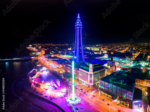 An aerial view of the illuminations at Blackpool in Lancashire, UK photo