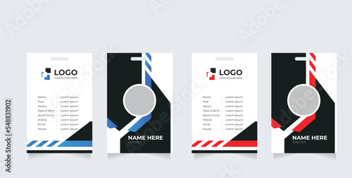 Identification Horizontal and Vertical id cards set with elements fresh color