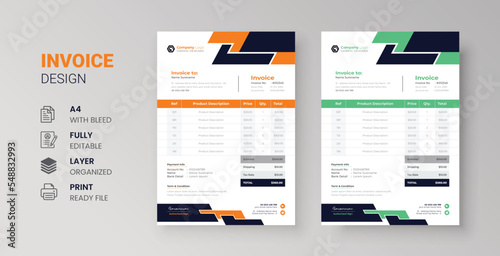 Abstract geometric business invoice design for corporate marketing company letterhead template