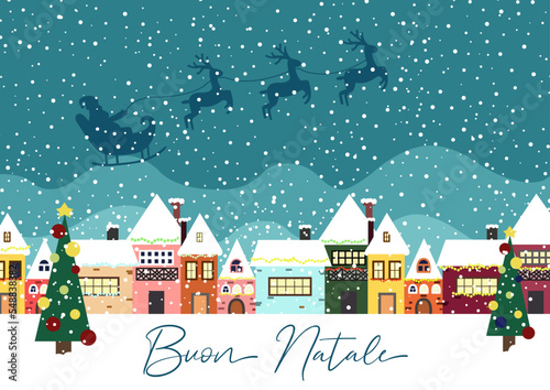 Paesaggio innevato con Babbo Natale 