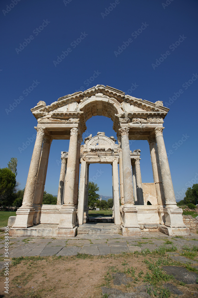 Monumental Gateway, Tetrapylon in Aphrodisias Ancient City in Aydin, Turkiye