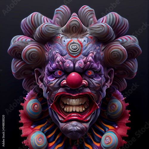 Midjourney abstract render of an evil clown