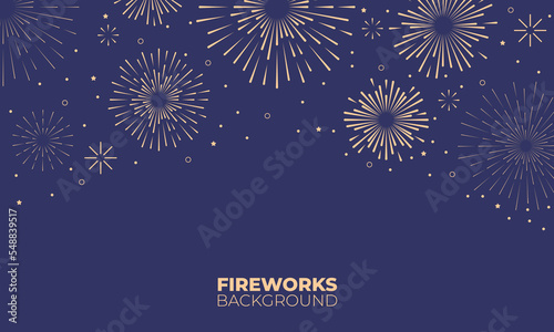 Festive fireworks background. luxury design fireworks on blue background. New Year greeting card. Diwali festival of lights, poster, banner. Vector illustration.