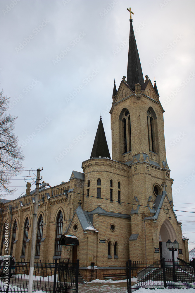 House of gospel. Church built in 20th century as temple lutheran community in old town Lutsk Ukraine. Main temple german protestant of Volhynia. Kirk was given tobaptist religion. Tourist attraction.
