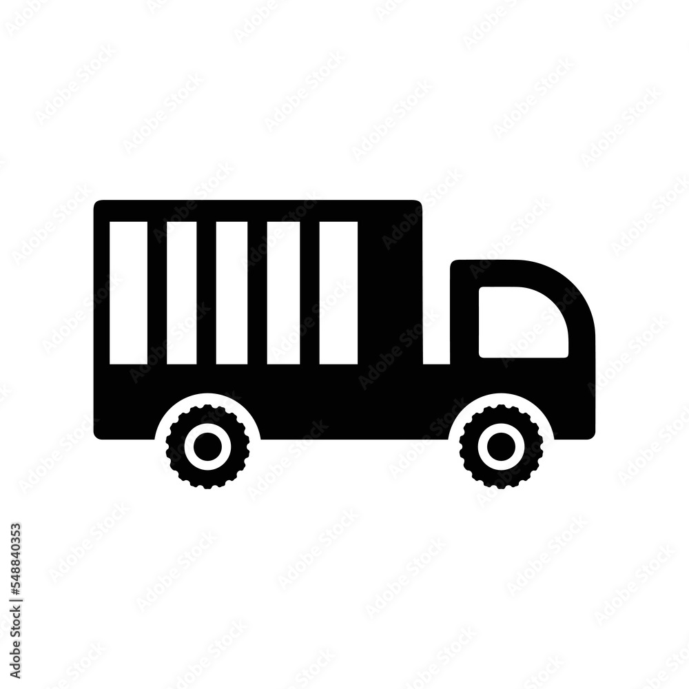 Trailer, car, shipping, transportation, cargo icon. Black vector graphics.