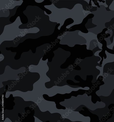  Camouflage black pattern, seamless night texture, army print, disguise.