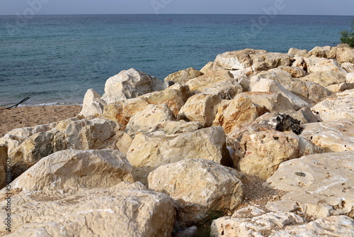 Stones on the shore of the Mediterranean Sea.