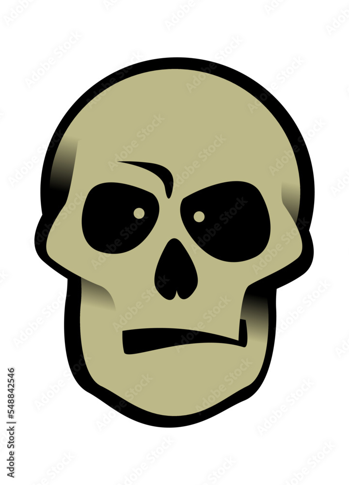 Helloween. Comic character of the human skull. Vector image for prints, poster and illustrations.