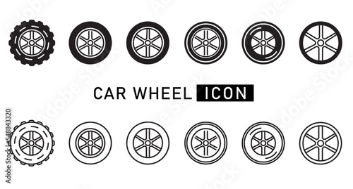 Set of car wheel icon Tire service Alloy wheels vector off road icon on white background. for logo banner web app design
