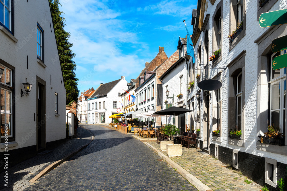 Historic city of Thorn in Limburg, Netherlands, known for its white houses Historic city of Thorn in Limburg, Netherlands, known for its white houses