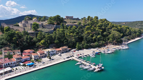 Wallpaper Mural Aerial drone photo of iconic medieval castle built in small hill overlooking city of Vonitsa, Ambracian gulf, Greece Torontodigital.ca