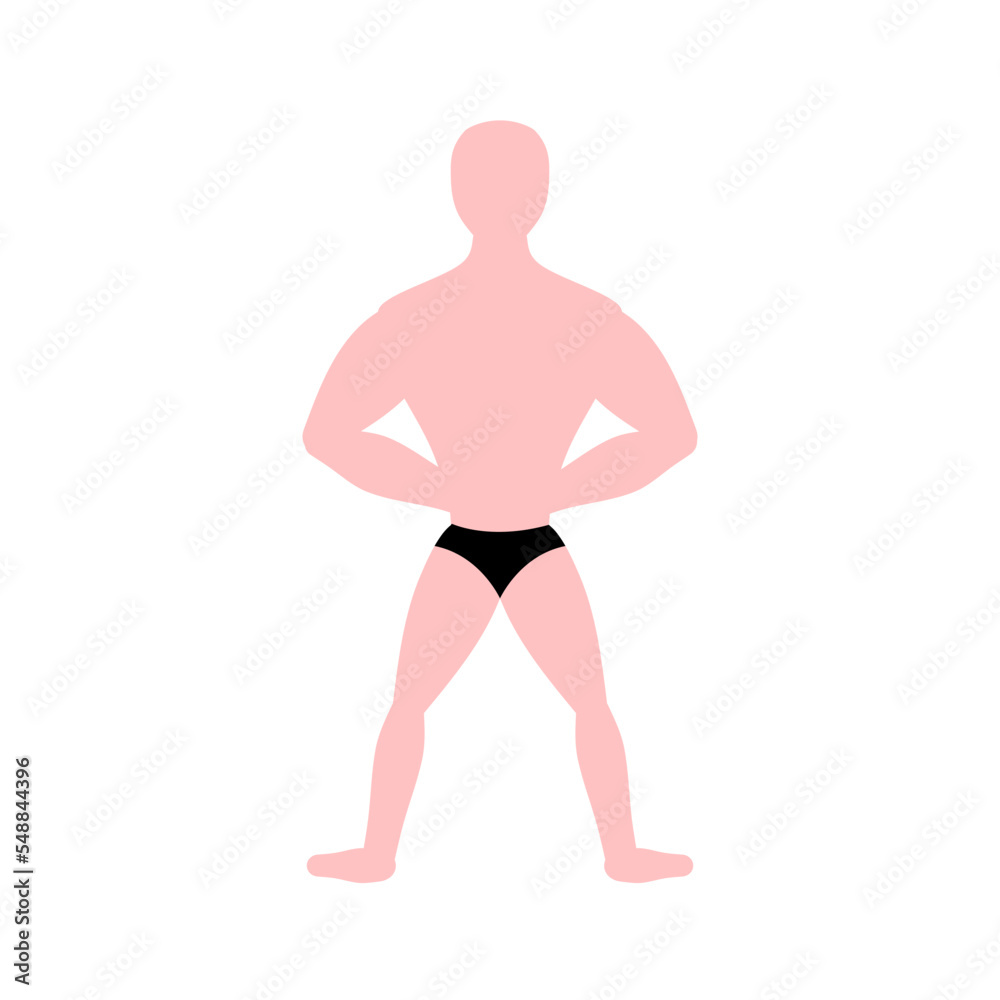 Man with triangle body shape. Male portrait with rectangular figure ...
