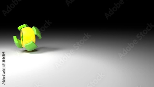 animation of 3D RETIREMENT word comming out of a rotating ball