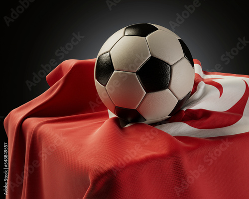 Soccer Ball And Tunisia Flag photo