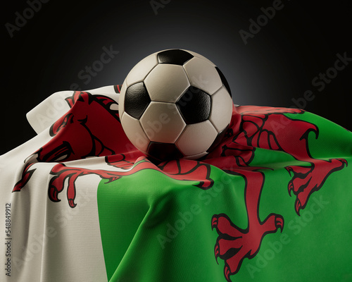 Soccer Ball And Wales Flag photo