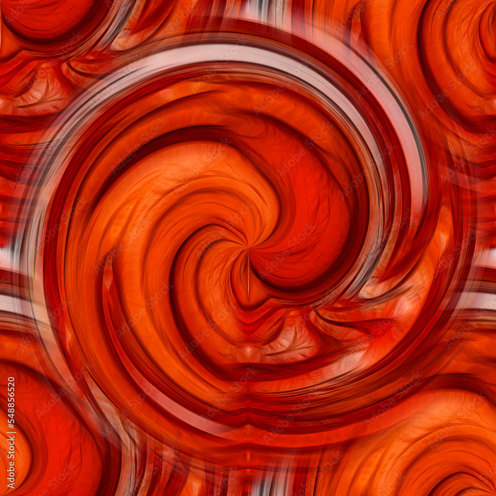 Red round seamless texture on a red background. Seamless image of round vortices with white stripes.
Red round seamless texture on a red background. Seamless image of round vortices with white stripes.