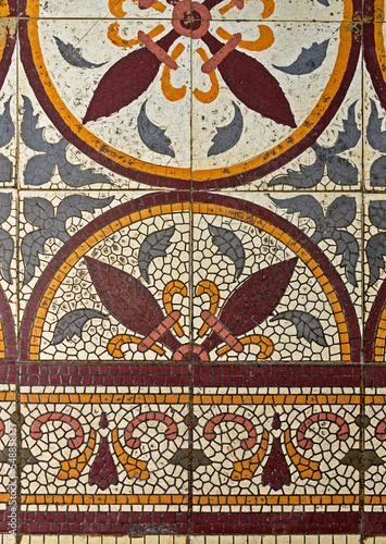 Weather-worn hydraulic tile in Teresopolis, Rio de Janeiro, Brazil