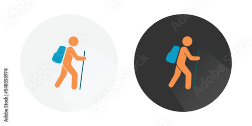 Hiking vector icon, running icon, rock climbing icon, Walking, Hiking logo Colorful vector icons